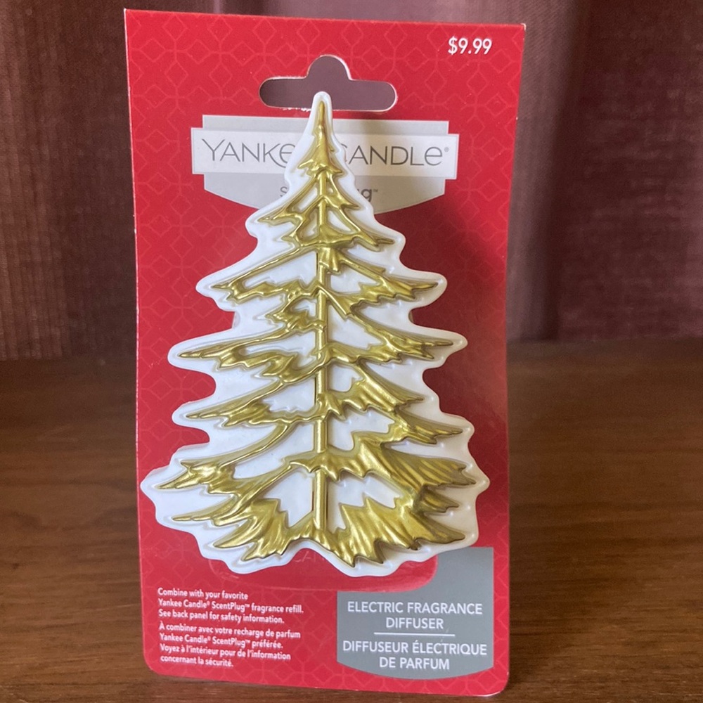 YANKEE CANDLE SCENT PLUG ELECTRIC FRAGRANCE DIFFUSER- GOLD & WHITE TREE NEW